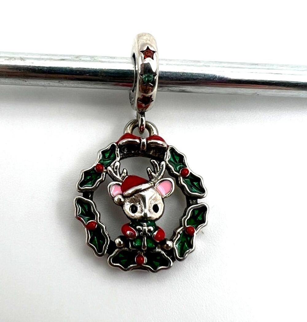 New Christmas Reindeer Wreath Charm for European Bracelet